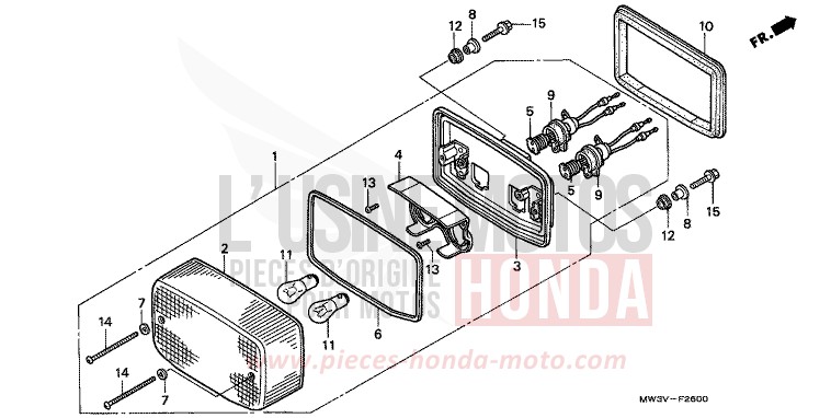 TAILLIGHT for CB Seven Fifty BLACK (NH1) from 2001